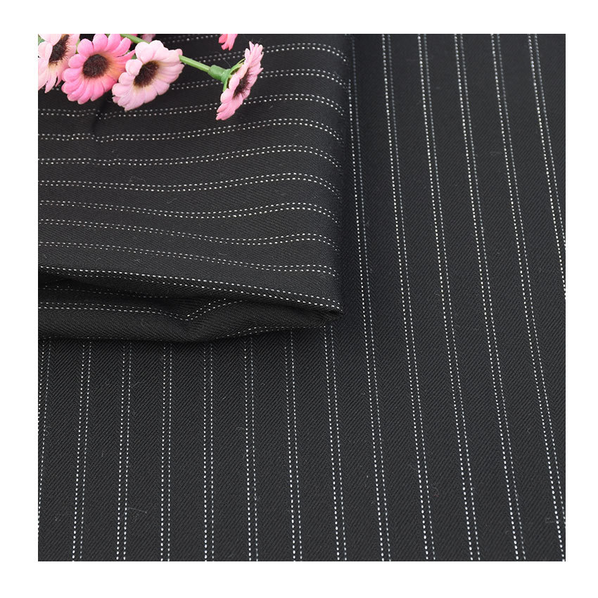 Polyester viscose yarn-dyed stretch gold thread vertical yarn-dyed striped suit fabric TR yarn-dyed stretch pants