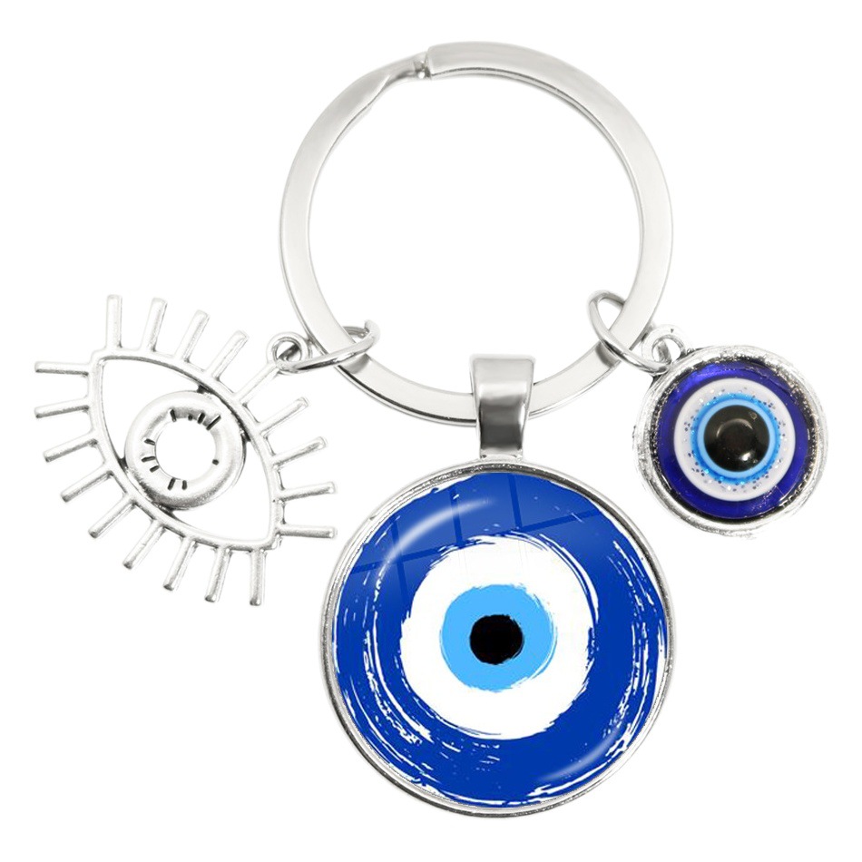 Blue Evil Eye Keychain Blue Eyes Time Gem Keychain Cross-Border Hot Sale