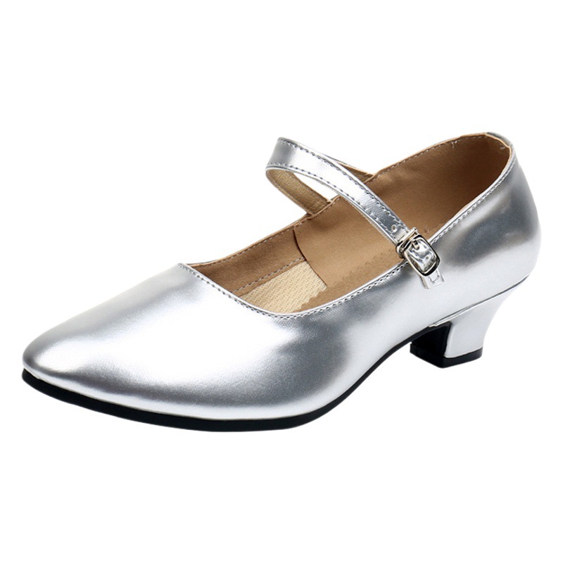 Dance shoes women Latin dance shoes square dance dance shoes low heel silver modern dance shoes performance shoes manufacturers on behalf of the hair