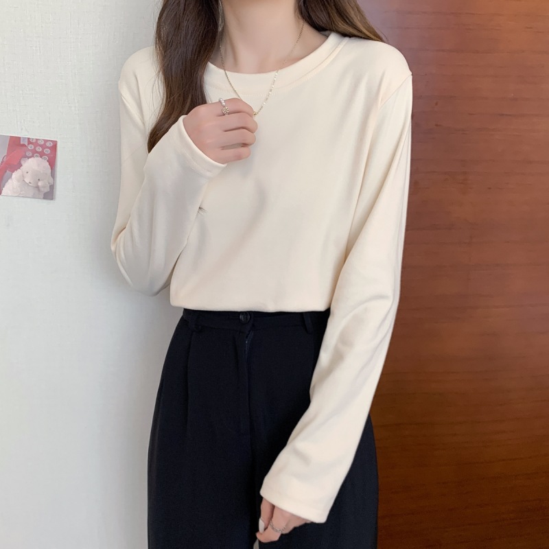 Picture of Derong Long-Sleeved Shirt for Women in Autumn and Winter New Style Fleece-Lined and Thickeneded Half Turtleneck Bottoming Shirt for Women with Western Style Top