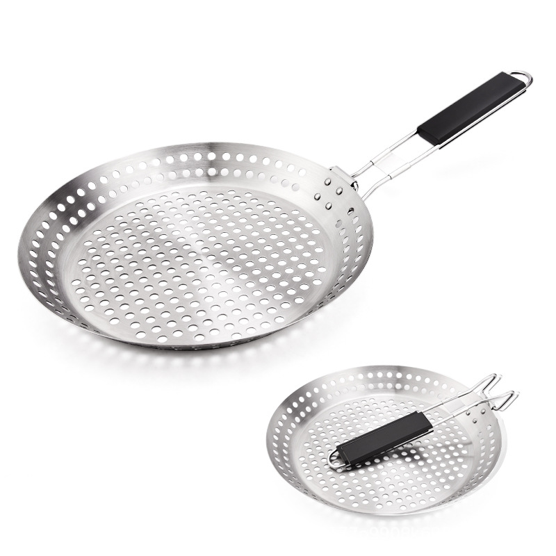 Picture of Source manufacturers round hollow wooden handle barbecue plate outdoor vegetable plate barbecue plate outdoor BBQ plate portable
