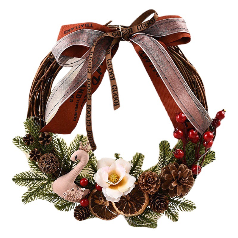 Christmas Decoration 2022 Amazon New Garland Pendant Window Decoration Wreath Venue Layout Rattan Wholesale