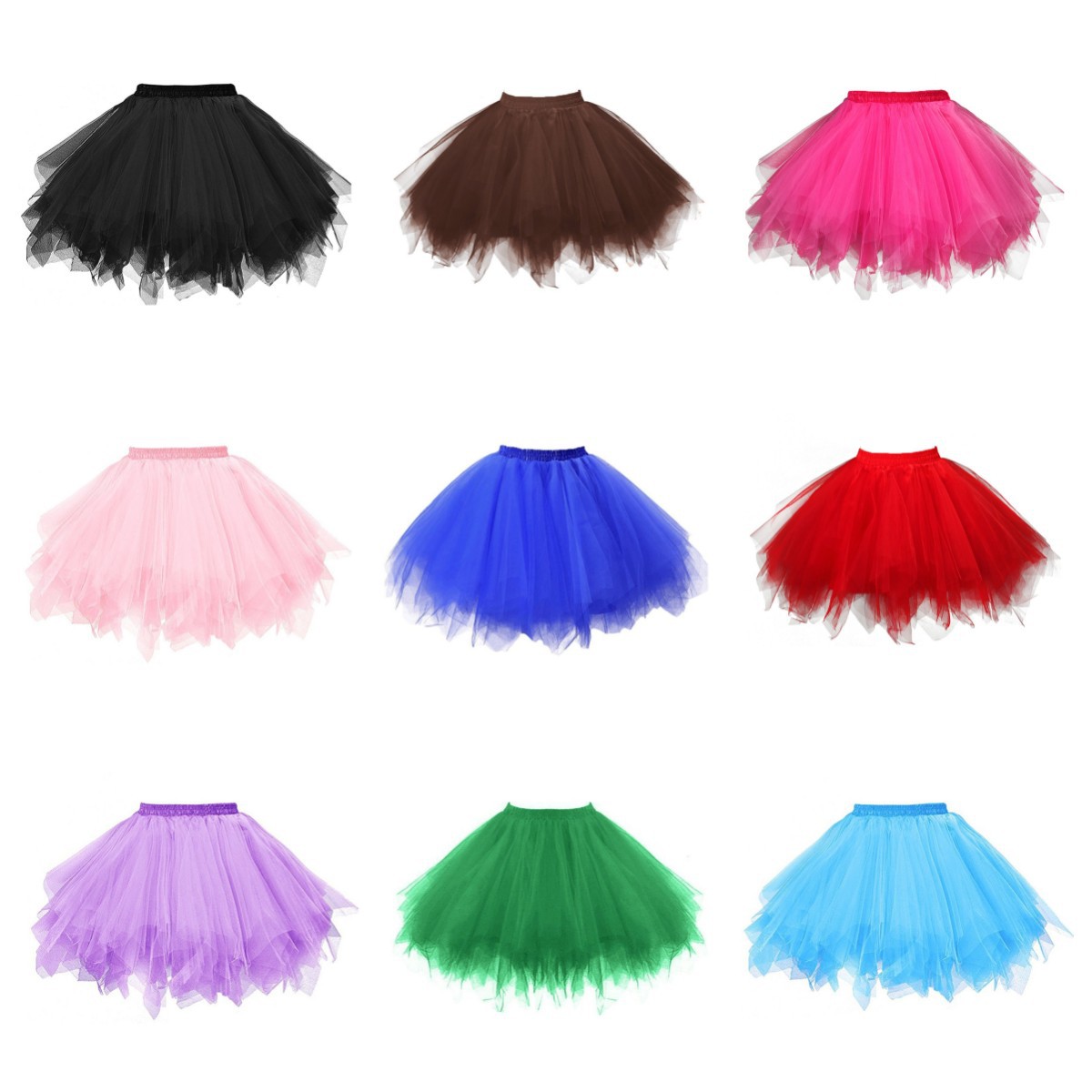 Party Performance Short Skirt Candy Color Multicolor Half-length Tutu Skirt Cross-border Special for Wedding Dress Skirt in stock