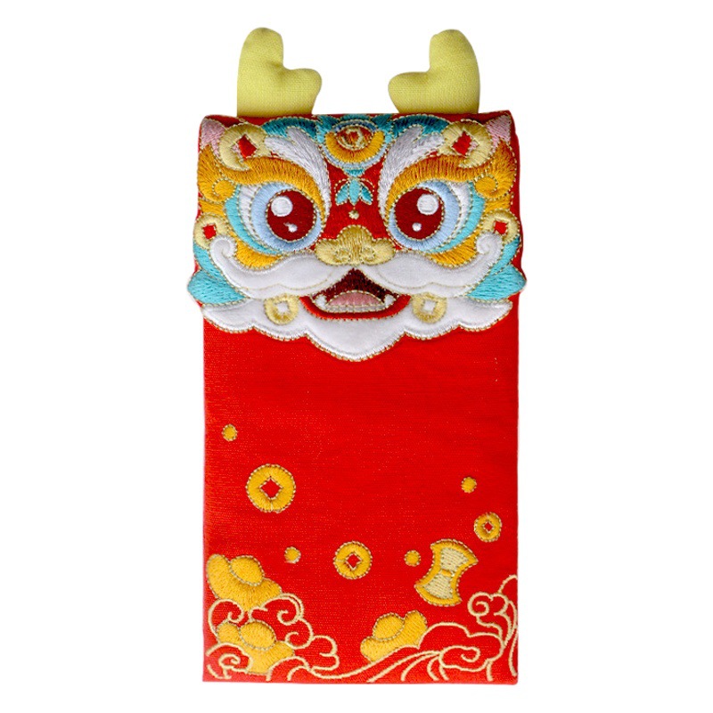 [Qian Li] year of the snake embroidery three-dimensional dragon red envelope creative cartoon fabric thousand yuan wedding red envelope bag wholesale