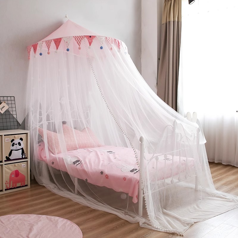 Ins Princess Wind Ceiling Dome Mosquito Net Installation Free Bed Mantle 1.5/1.8 m Home Children's Tent for Boys and Girls