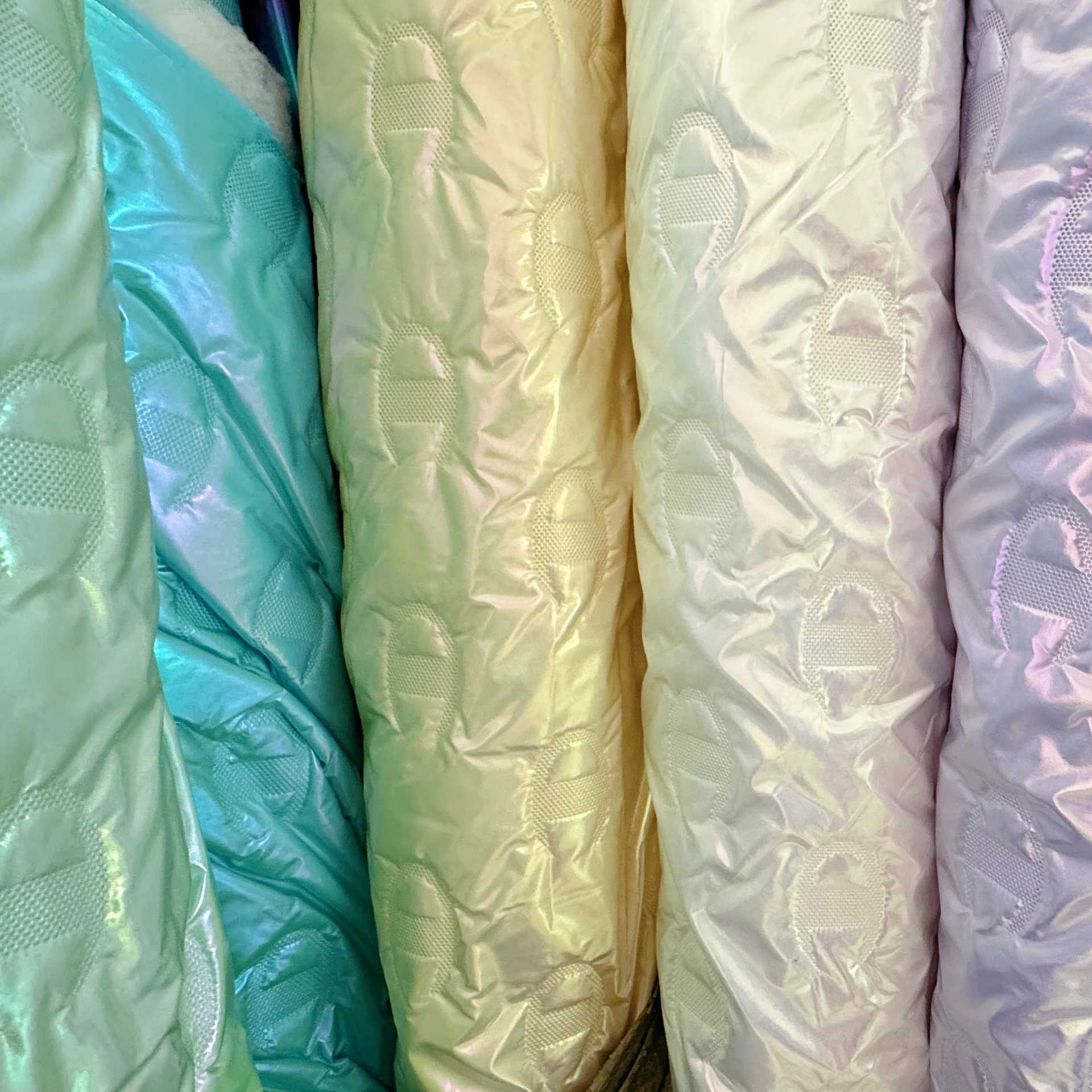 Picture of Down Jacket Fabric with Colorful Laser Foil Imitation Quilted Embossed Gradient Children's Cotton Jacket Fabric with Anti-Wrinkle Properties