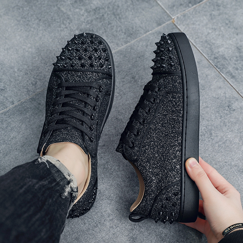 Picture of 2025 Autumn New Men's Shoes, Fashionable Casual Shoes, Personalized Studed Trendy Shoes, Spirited Young Men's Sneakers, Youth Flats