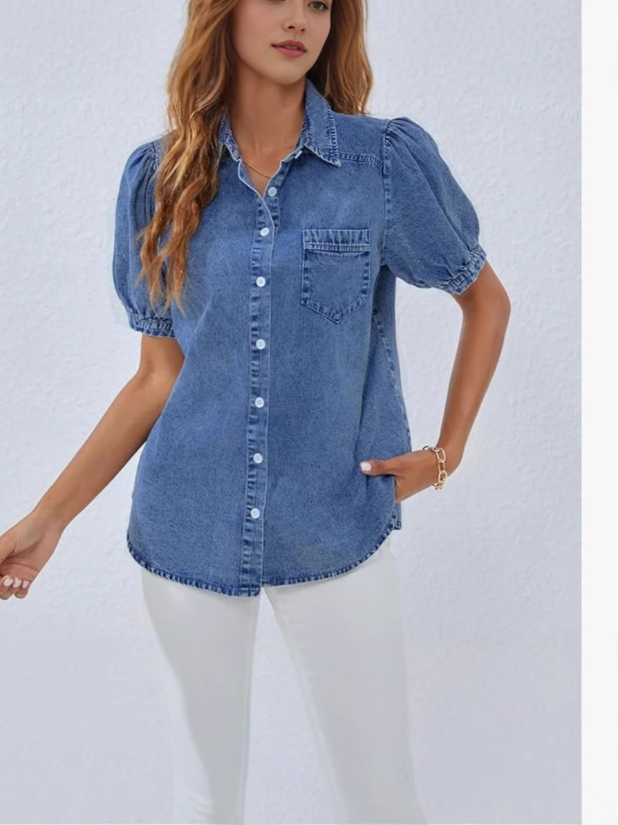 Cross-border exclusive for ebayy Amazon 2025 new Joker lapel Denim thin shirt casual jacket wholesale