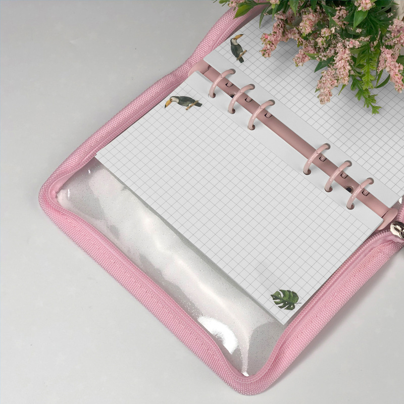 Picture of Spot Cute Popular Storage Bag Six-Hole Loose-Leaf Book Ins Style Star Chasing A5A6 Transparent Zipper Notebook Shell