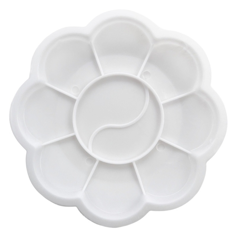 Small Plum Blossom Palette 8.3cm White Hard Plastic Paint Palette Gouache Art Painting Supplies Manufacturer Wholesale