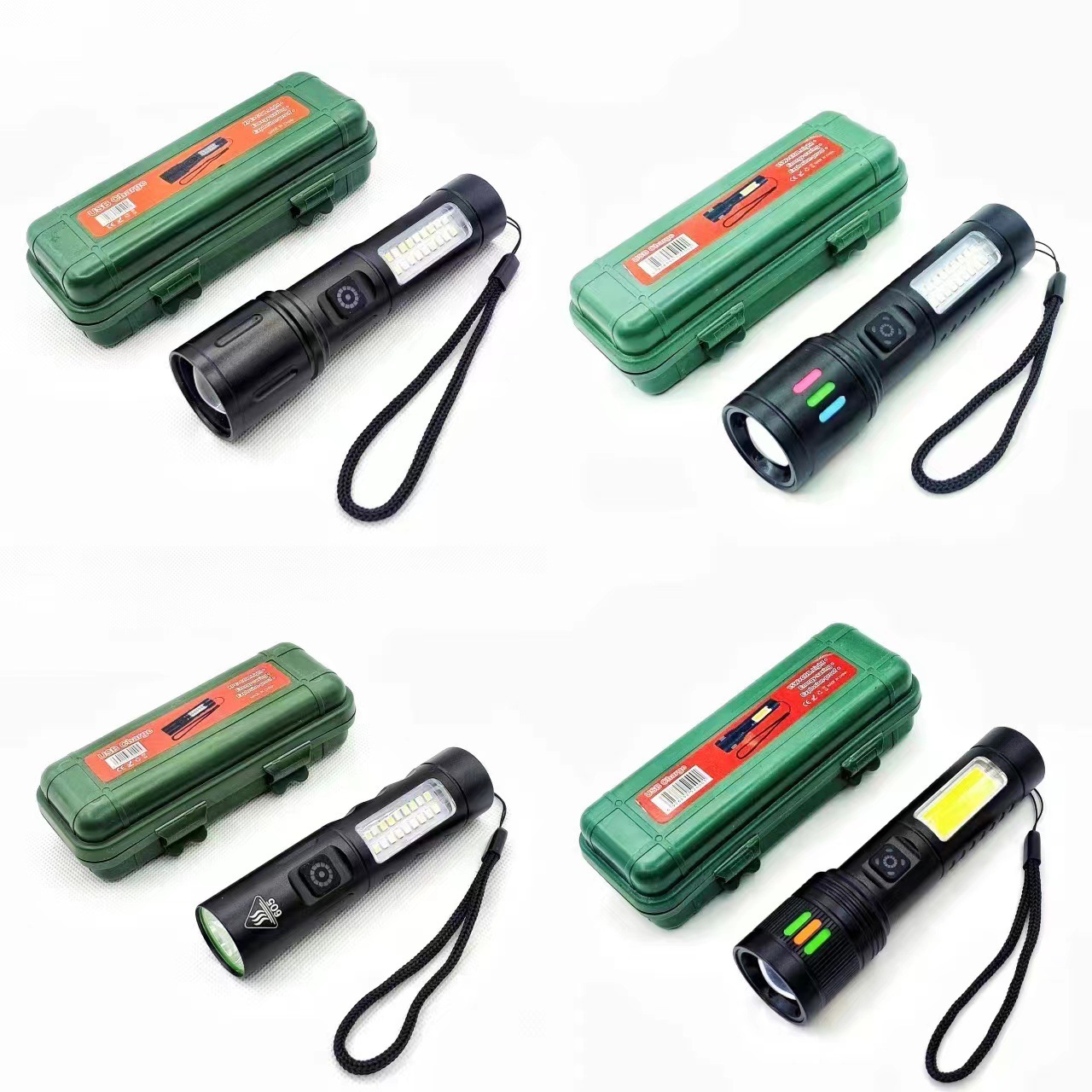 Cross-border new white laser mini dual light source strong light TYPE-C charging cob outdoor red light warning flashlight