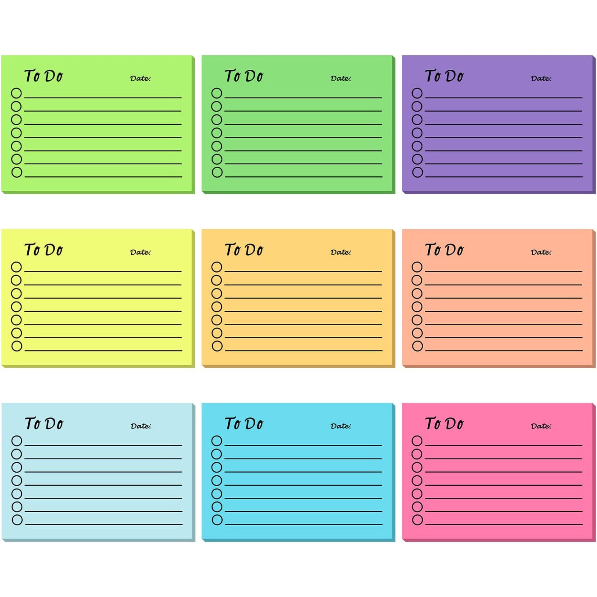 Cross-Border Hot Selling Fluorescent Color Planning Sticky Notes Multi-Color Note Pad Office Notepad Personalized Design