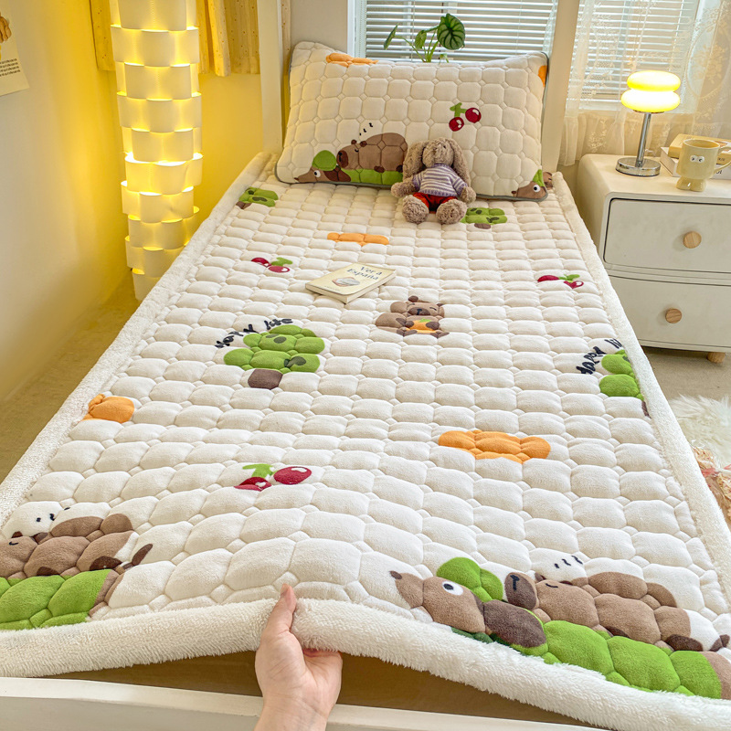 Picture of Class A maternal and infant grade milk velvet mattress autumn and winter foldable washing anti-static student dormitory bed single double soft