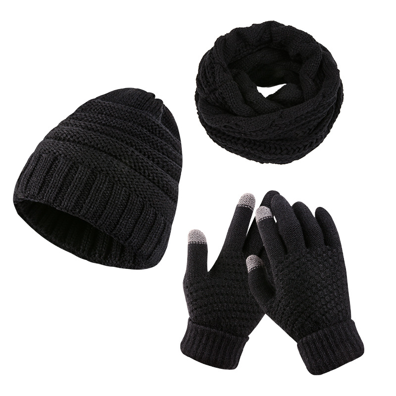 Picture of 2024 Winter Knitted Hat Scarf Gloves Three-piece Set Japanese Couple Children's Hat Factory Cross-border Hot Sale