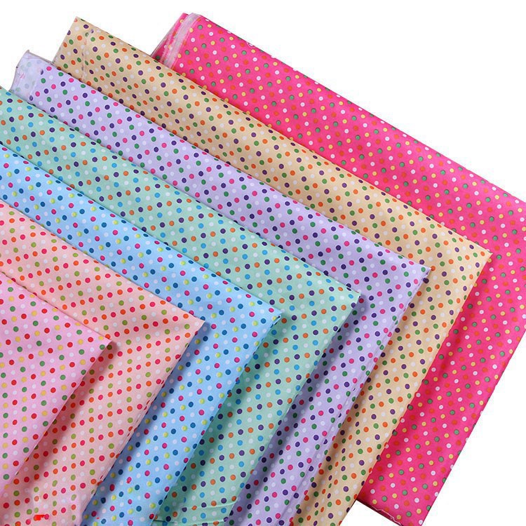 Picture of Manufacturer's Ready-Made Peach Skin Polyester Fabric New Printed Polka Dot Series Color Polka Dot Fabric Wholesale