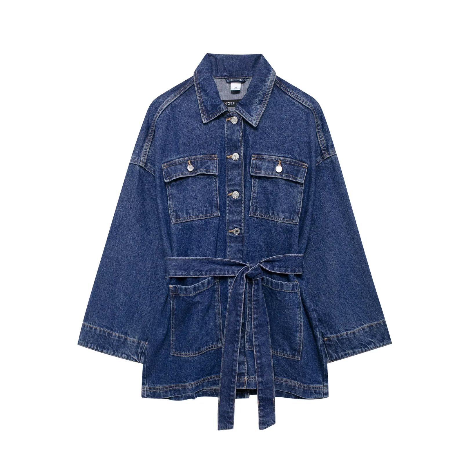 Europe and the United States cross-border women's wholesale 2025 spring new women's waist strap waist lapel Denim coat