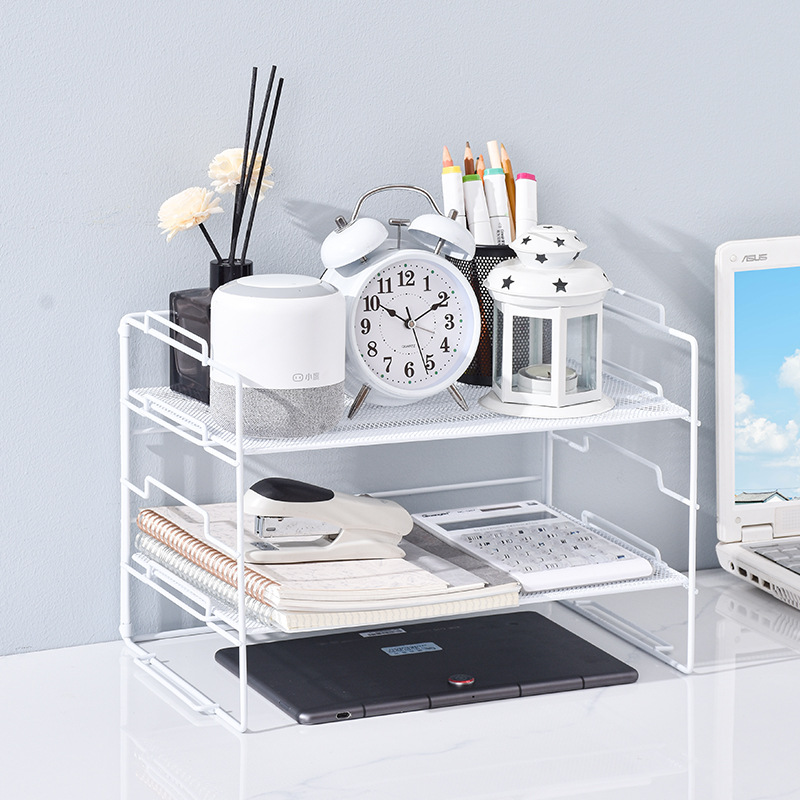 Simple Desktop Storage Rack Desktop Bookshelf Office Multi-layer File Arrangement Storage Metal Desk Small Shelf