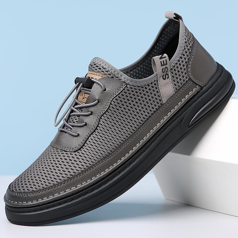 2024 New Fashion Men's Board Shoes Summer Hollow Breathable Flying Mesh Men's Shoes Trendy Platform Casual Shoes for Men