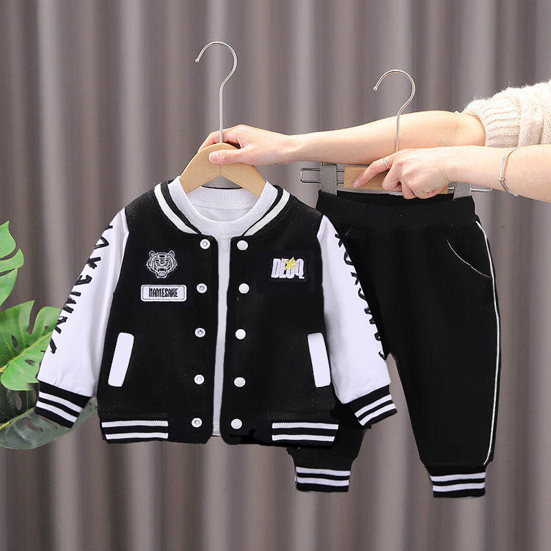 Boys' spring and autumn suit trendy long sleeve 0-5 years old baby baseball uniform two-piece Korean style gentleman clothes loose pants
