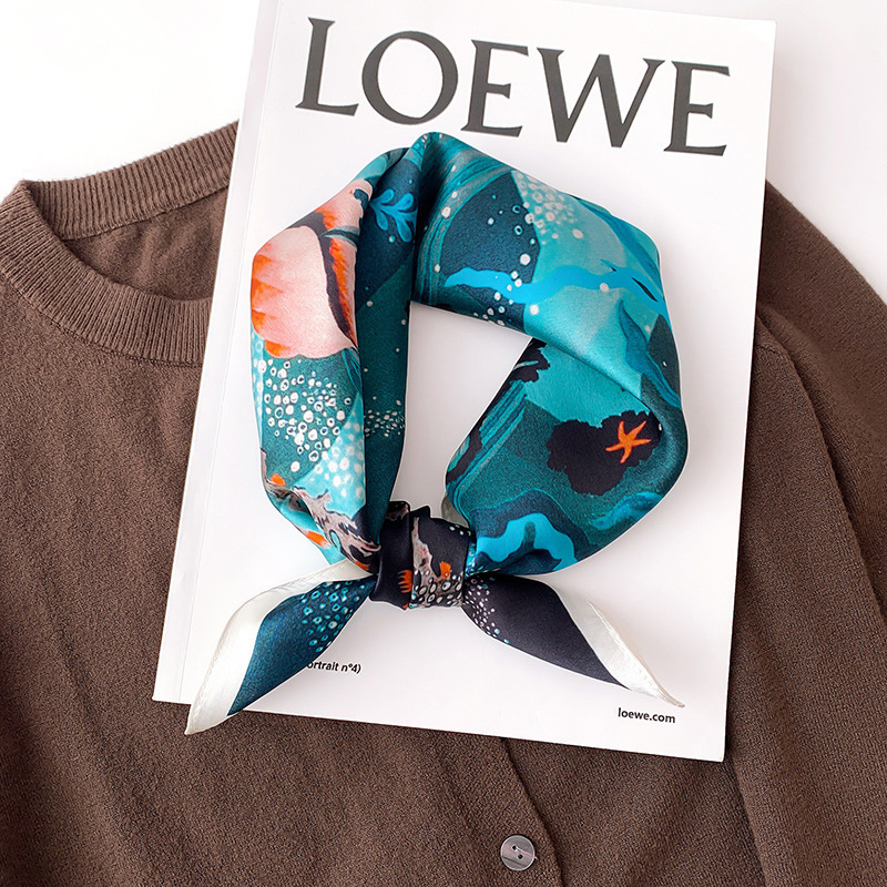 Picture of 2024 New Style Silk Scarves Women's Spring and Summer Fashion Printed 100 Mulberry Silk Small Square Scarf South Korea Ribbon Scarf