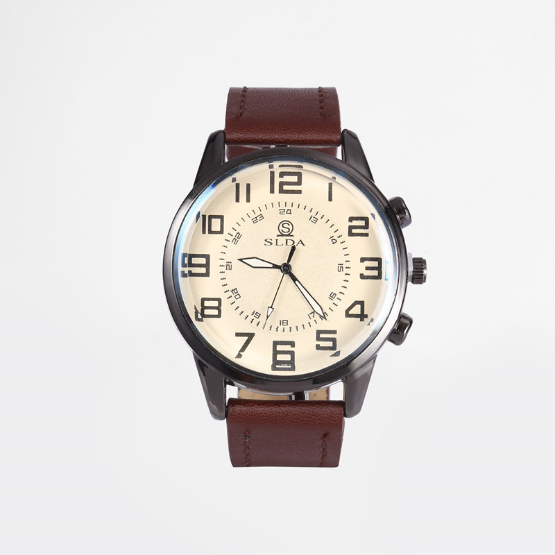 Picture of Popular Fashion Business Belt Simple Men's Watch Men's Casual Retro Digital Dial Student Quartz Watch Wholesale
