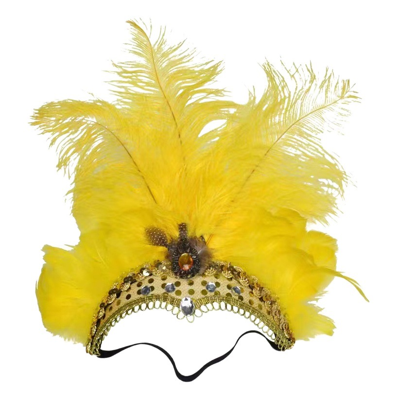 Amazon Cross-Border Best-Selling Manufacturer Supplies Ostrich Feather Headdresses for Stage Performances, Vintage Handmade Headwear Props