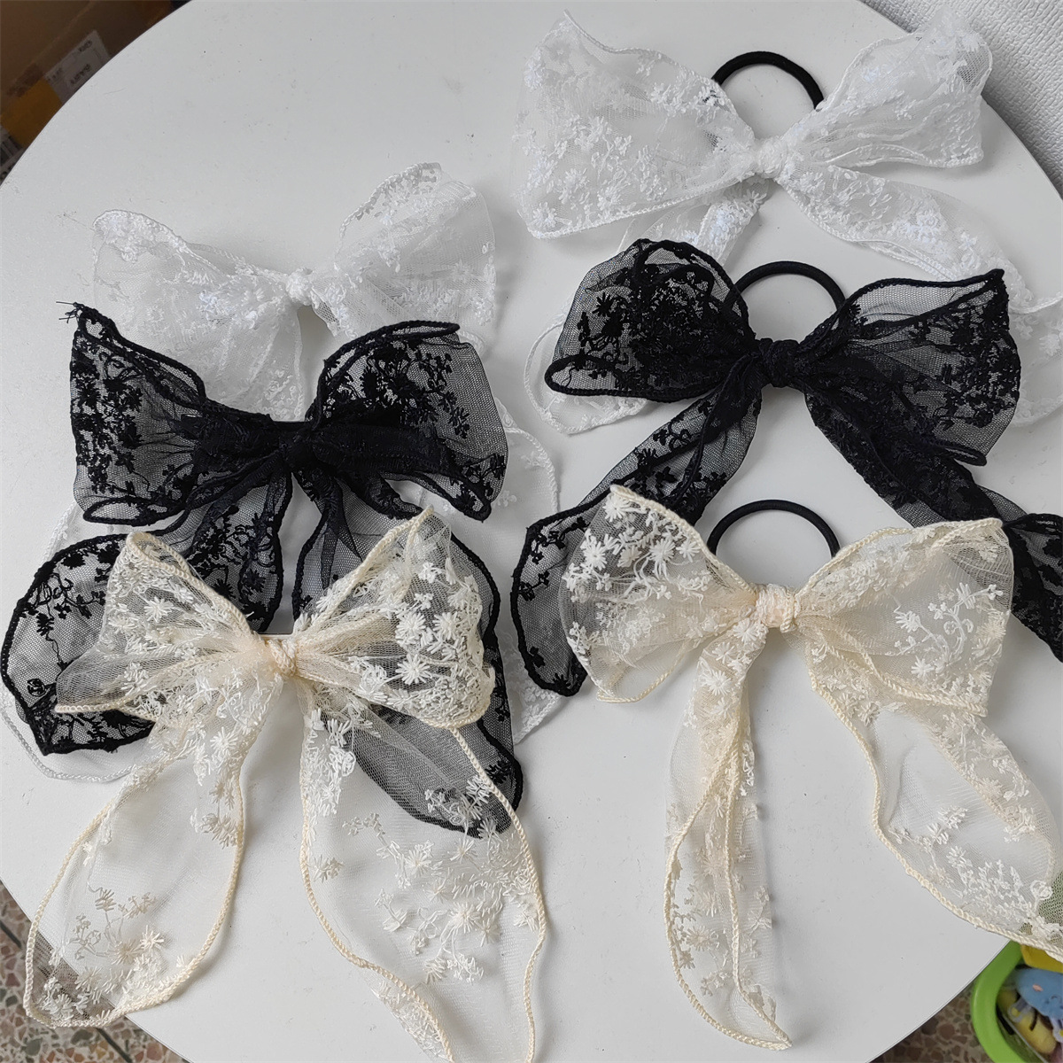 Picture of Super Fairy Lace Bow Hairpin Hairrope Sweet Temperament Top Clip Hairpin Hair Accessories Headdress Spring Clip