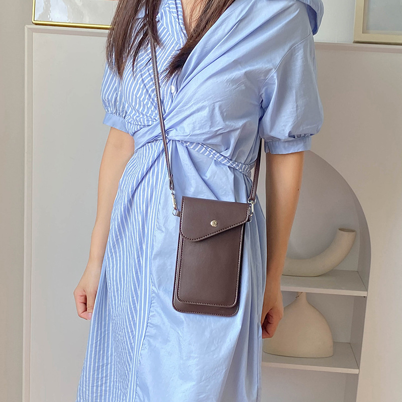 Durable Genuine Leather Mobile Phone Bag 2025 New Vertical Mobile Phone Small Bag Double Layer Mini Western Style Women's Bag