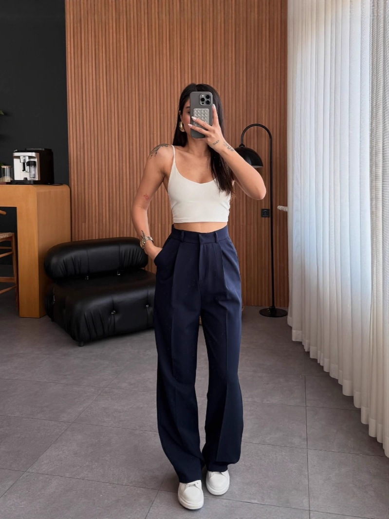 2025 European and American Style New Amazon Versatile Casual Pants Mid-Waist Solid Color Slimming Long Pants Waist-Cinching Cargo Pants for Women