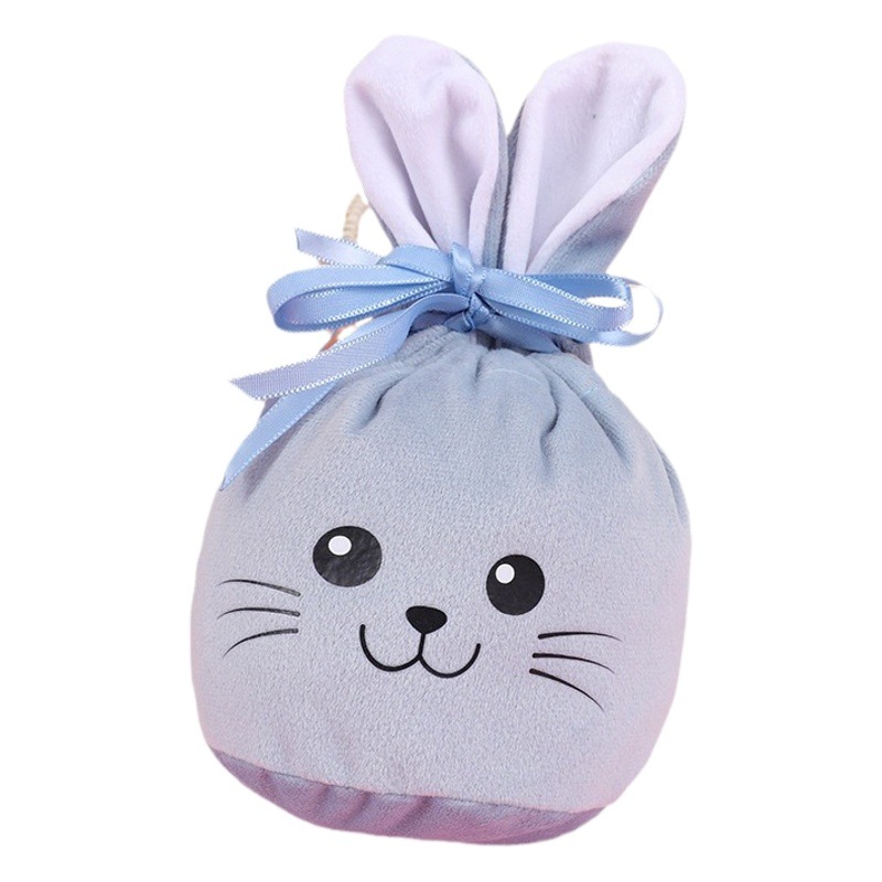 Cross-border drawstring rabbit egg lucky bag Easter rabbit gift bag rabbit smiley face hot stamping craft candy bag