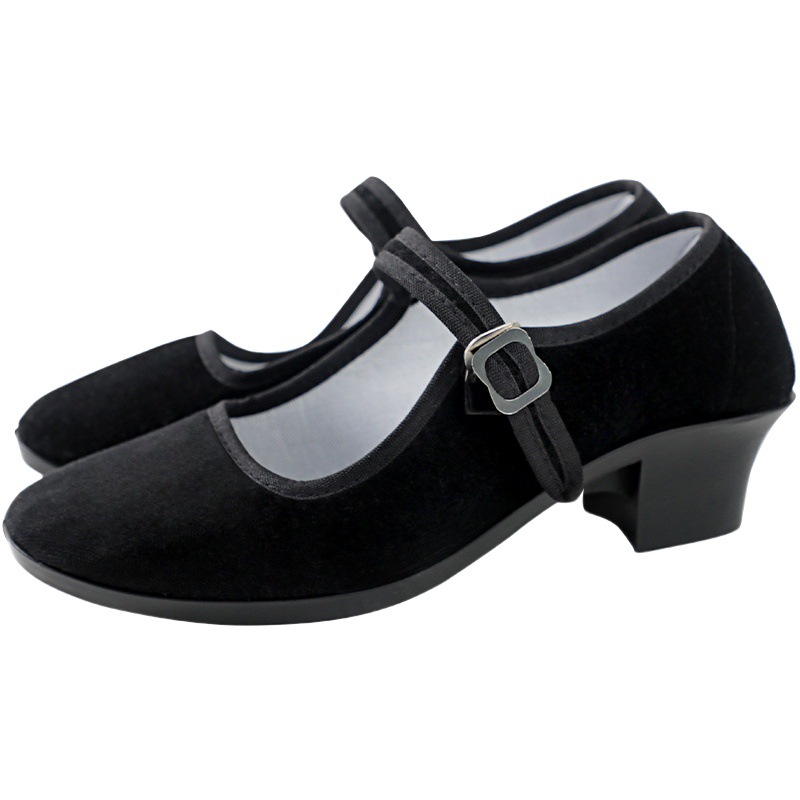 Folk Yangko Dance Black Heel Cloth Shoes Jiaozhou Yangko Shoes Special for Adult Northeast Folk High Heel Dance Shoes