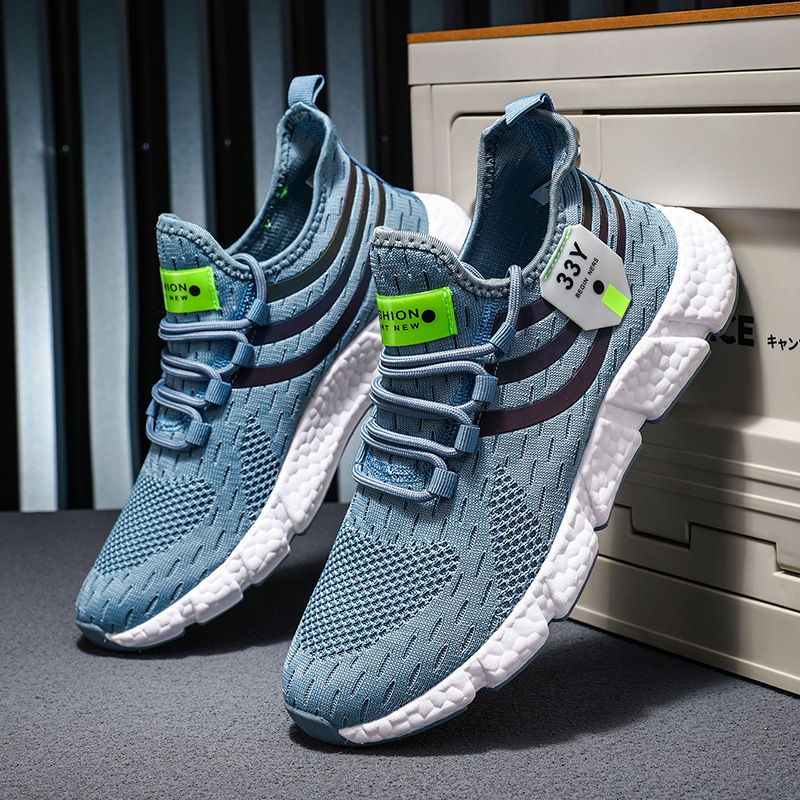 Cross-Border Large Size Couple's Fourteen-Color Summer Fly-Woven Mesh Breathable Sports Shoes Popcorn Outsole Lightweight Running Shoes