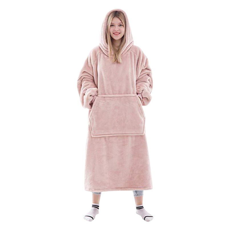 Cross-border Couple's Nightgown Double-sided Flannel Long Hooded Nightgown Women's European and American One-piece Nightgown Home Clothes Nightgown