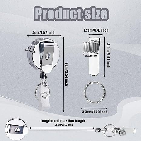 Picture of 4CM zinc alloy silver plus spring ring buckle retractable pen case easy pull buckle retractable buckle easy pull keychain