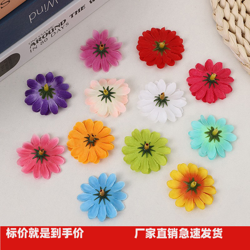 Picture of Simulated 4cm Small Chrysanthemum DIY Sun Flower Head Small Daisy Arch Road Leading Flower Arrangement Flower Garland Head Jewelry Wholesale
