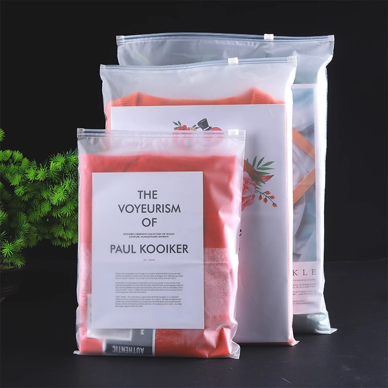 Plastic transparent frosted pe ziplock bag zipper opp sample clothing packaging bag small size sealed bag packing bag