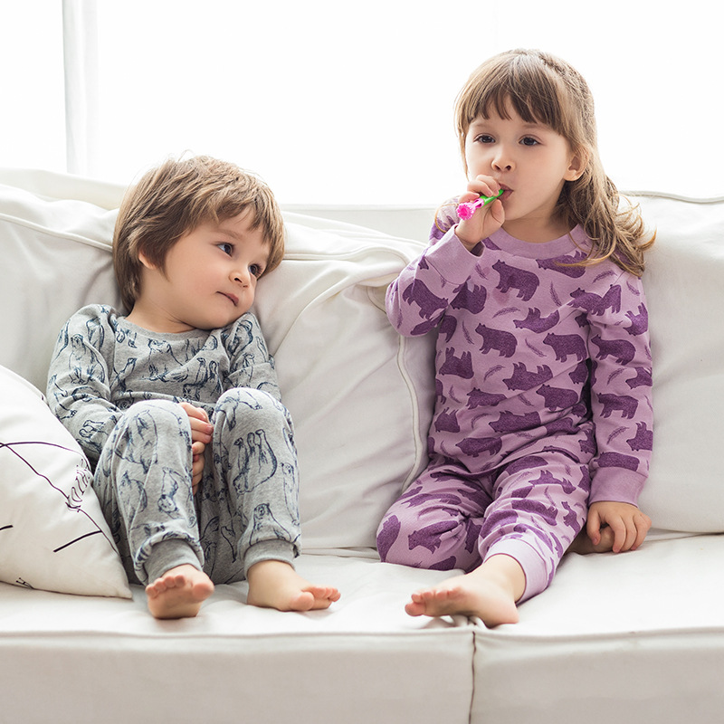 European and American cartoon children's home clothes pajamas children's cotton underwear suit boys and girls autumn clothes long sleeves