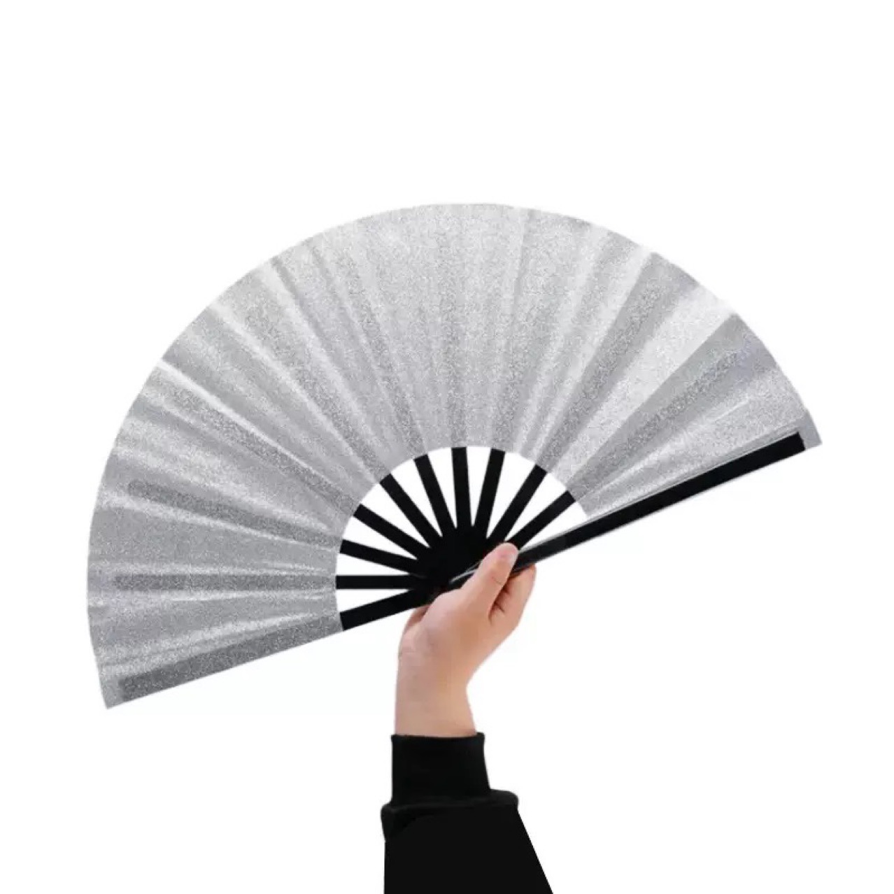 Picture of Fan Plastic Glitter Powder Solid Color Kung Fu Fan Martial Arts Fan Dance Fan Folding Classical Performance Fan Amazon Explosions