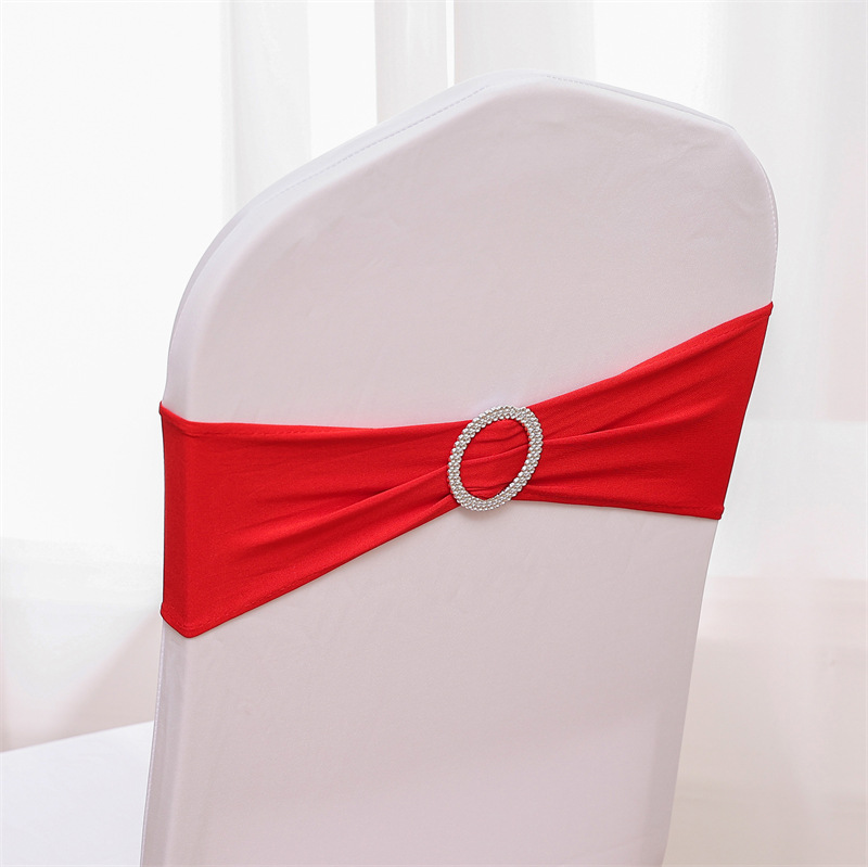 Picture of Backrest Flower Stretch Chair Cover Bow Banquet Decoration Free Wedding Ribbon Wedding Hotel Ribbon Stool Strap
