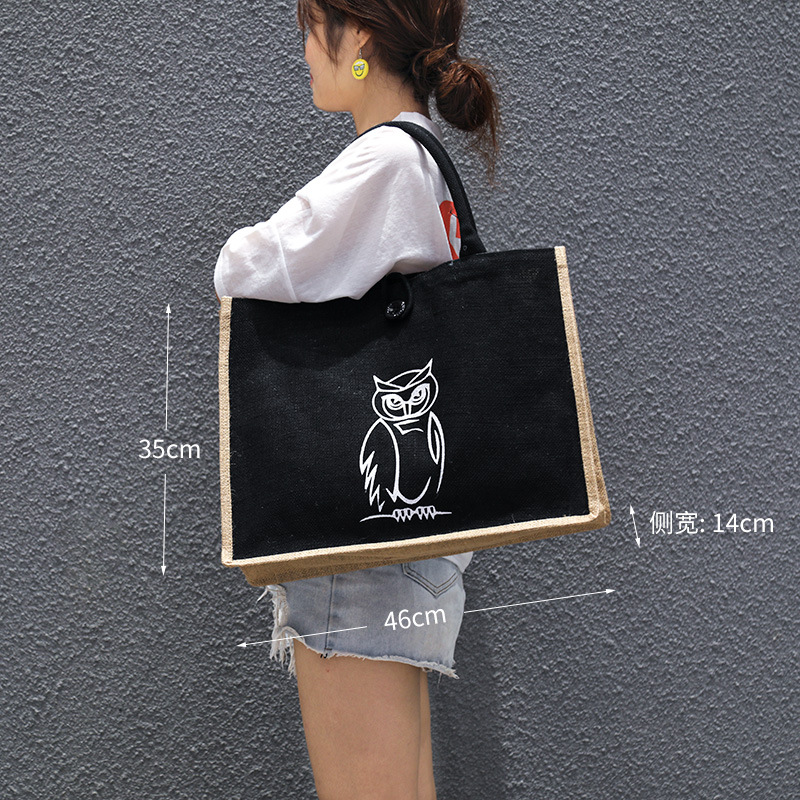 Picture of Foreign trade retro jute handbag can be printed LOGO advertising shopping environmental protection large capacity fashion handbag
