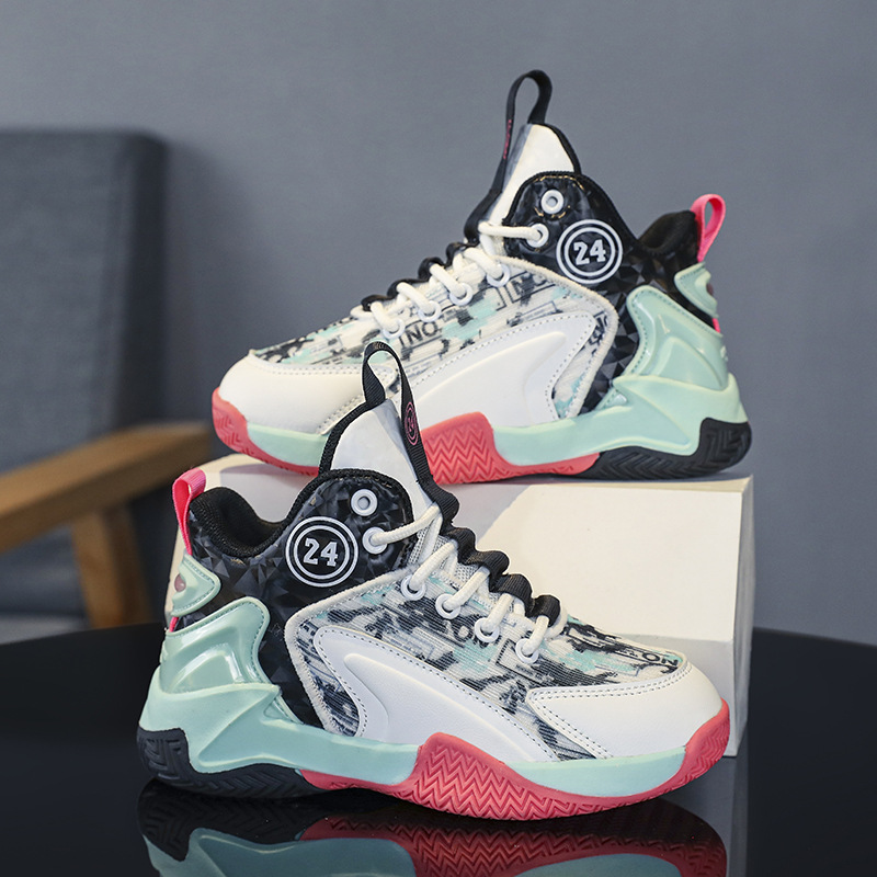 Boys' shoes mesh summer 2025 new children's professional basketball shoes boys' casual sneakers net shoes summer style