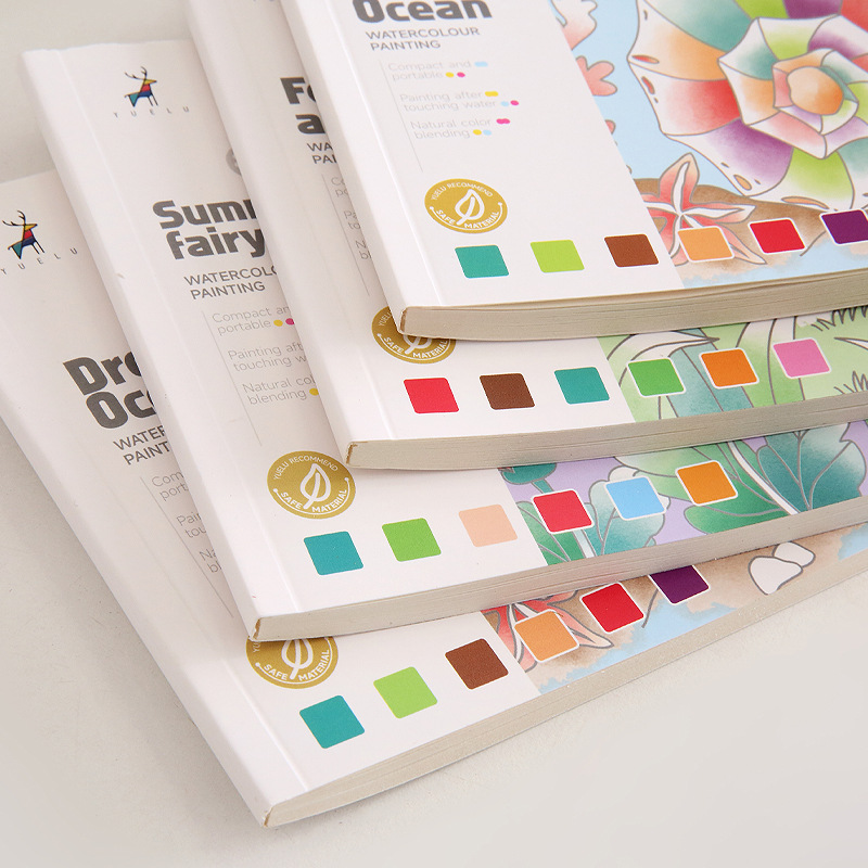 Picture of Creative Watercolor Coloring Book Gouache Graffiti Picture Book Cartoon Note Kidsren's Drawing Book Comes with Pigment Watercolor Drawing Paper