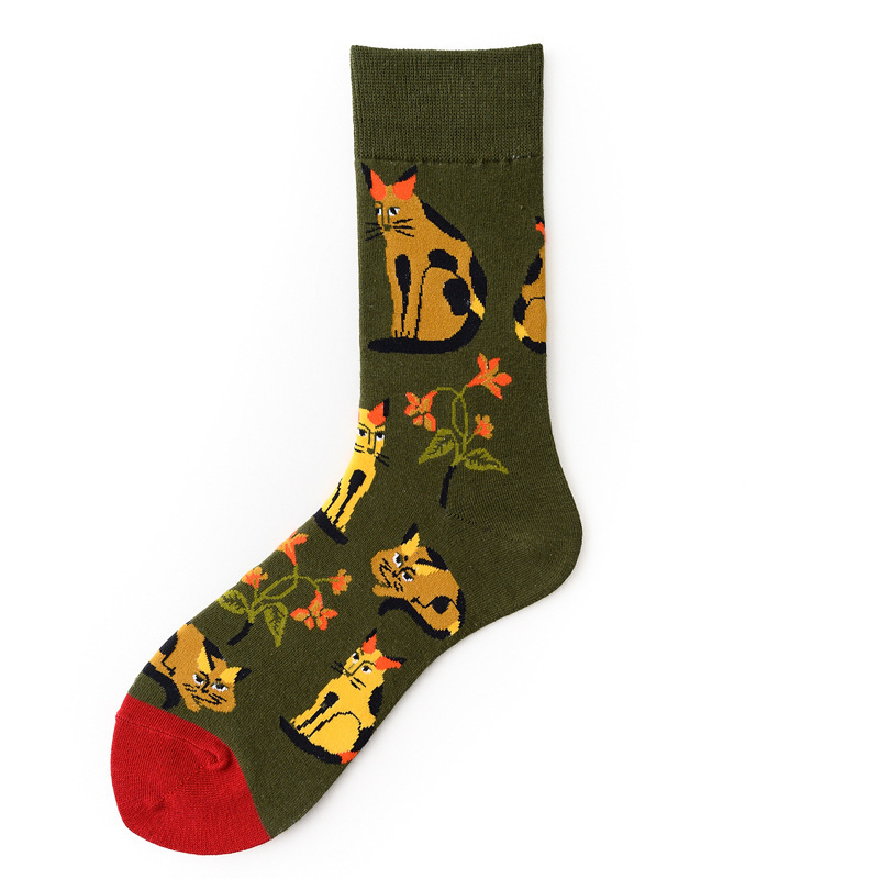 Picture of Vintage Floral Series Creative Pattern High Cotton Socks for Men and Women, Trendy Wholesale Fashion