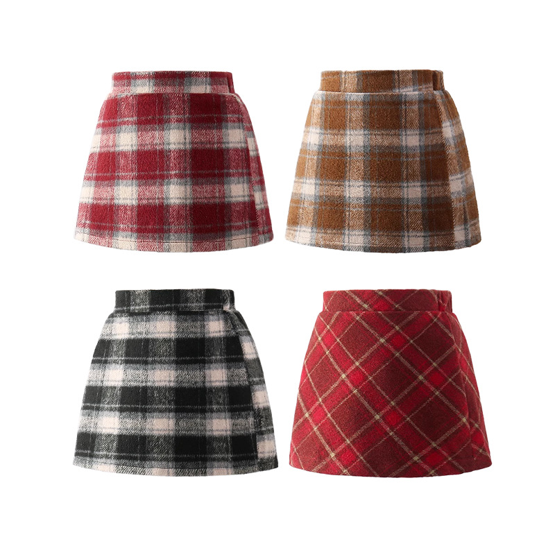 Picture of New Spring Autumn and Winter Girls Red Wool Skirt French High Waist Slimming Western Style All-match Children's A- line Skirt 6