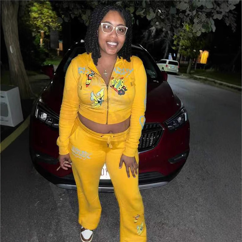 2025 cross-border European and American women's fashion positioning printing leisure suit