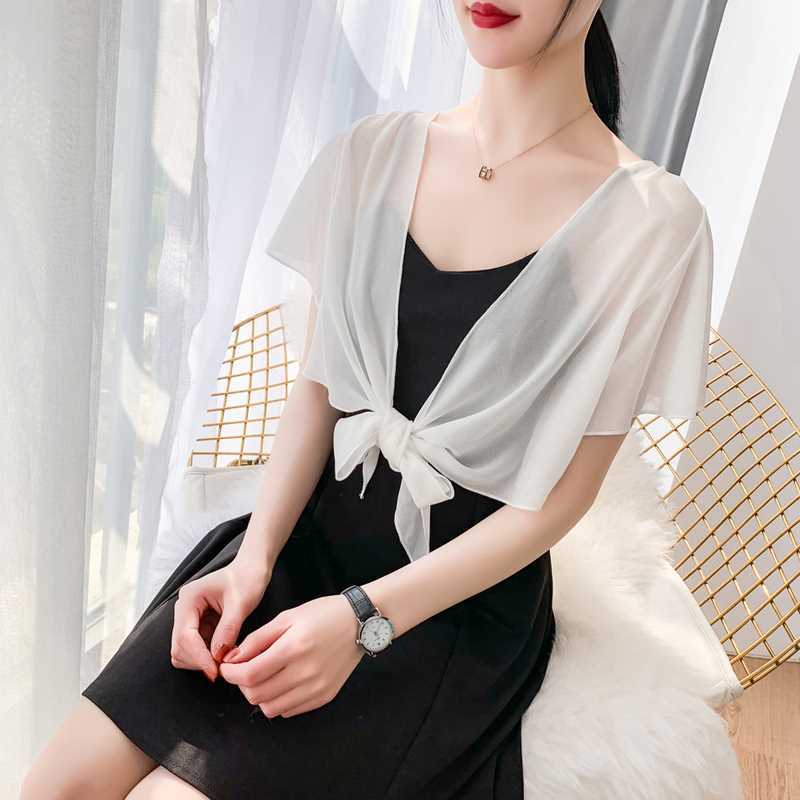 Summer Small Shawl Chiffon Cardigan with Skirt Short All-match plus size Thin Outer Small Coat Women's Sun-protective Clothing