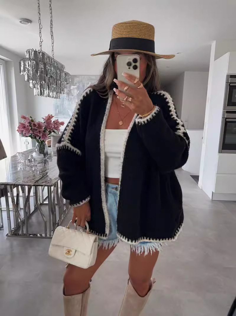 Picture of 2025 Cross-Border Autumn and Winter European and American Amazon New Knitwear Cardigan Knitwear Loose Large Size Women's Knitwear Jacket