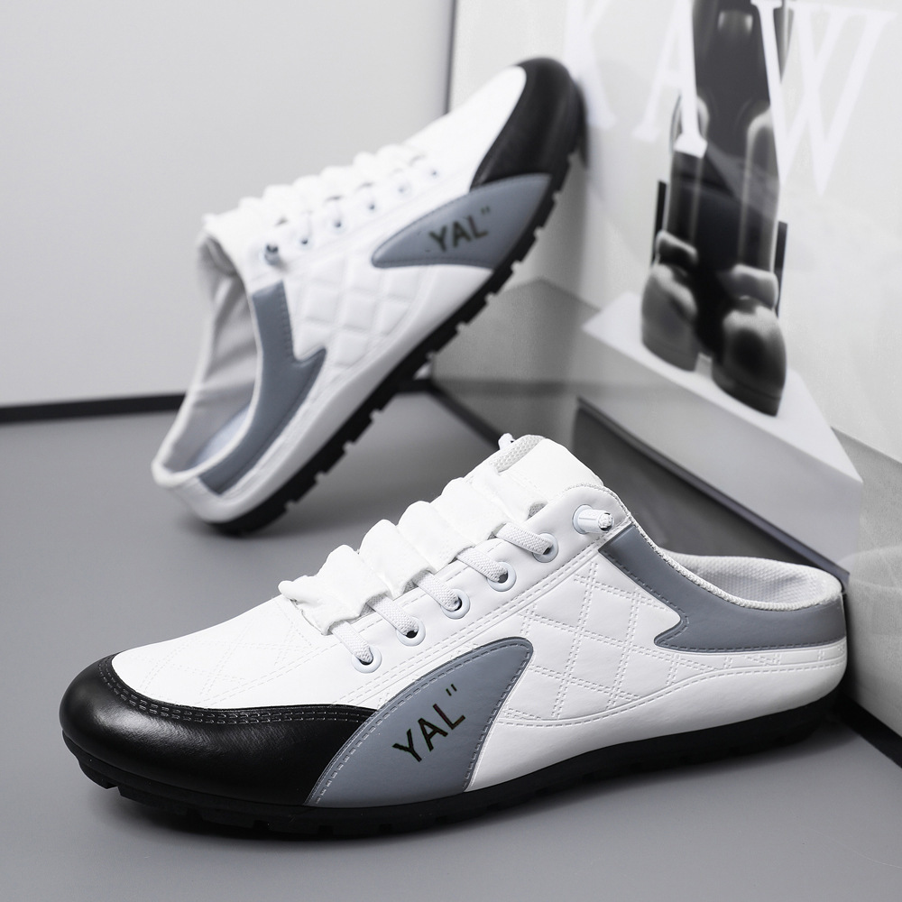 Foreign Trade Cross-border plus size Men's Shoes Spring Half Slippers Men's Casual Breathable Korean Fashionable Lazy Slip-on Shoes