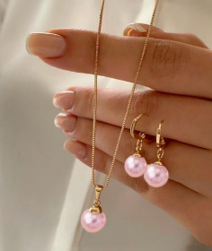 Picture of Cross-border European and American New Pendant Jewelry Necklace Temperament Design Sense Light Luxury Earrings Necklace Imitation Pearl Jewelry suit
