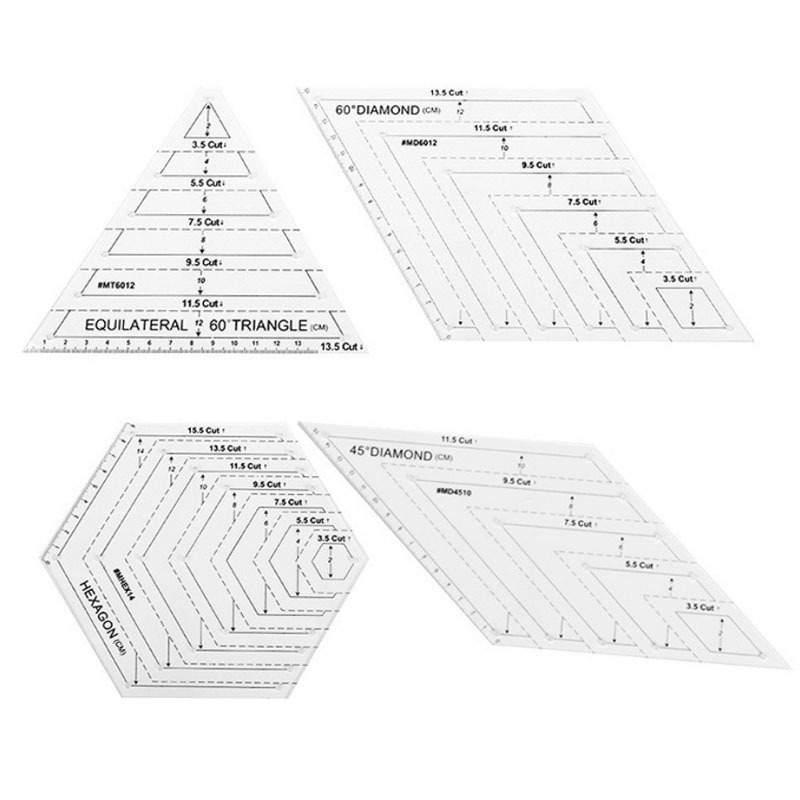 Picture of Acrylic Patchwork Ruler Cutting Ruler Double Color Long Square Ruler Sewing Ruler Patchwork Tool DIY Color Ruler